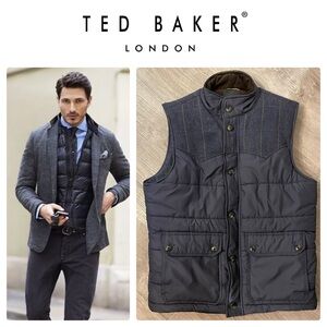 Ted Baker Puffer Vest with plaid wool detail